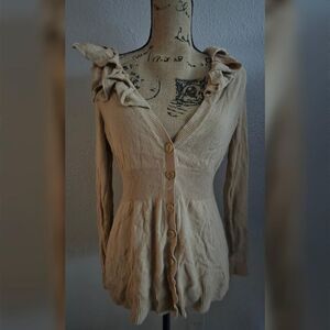 ELLE Vintage Tan Cardigan Small Y2K Classic Coquetteelle